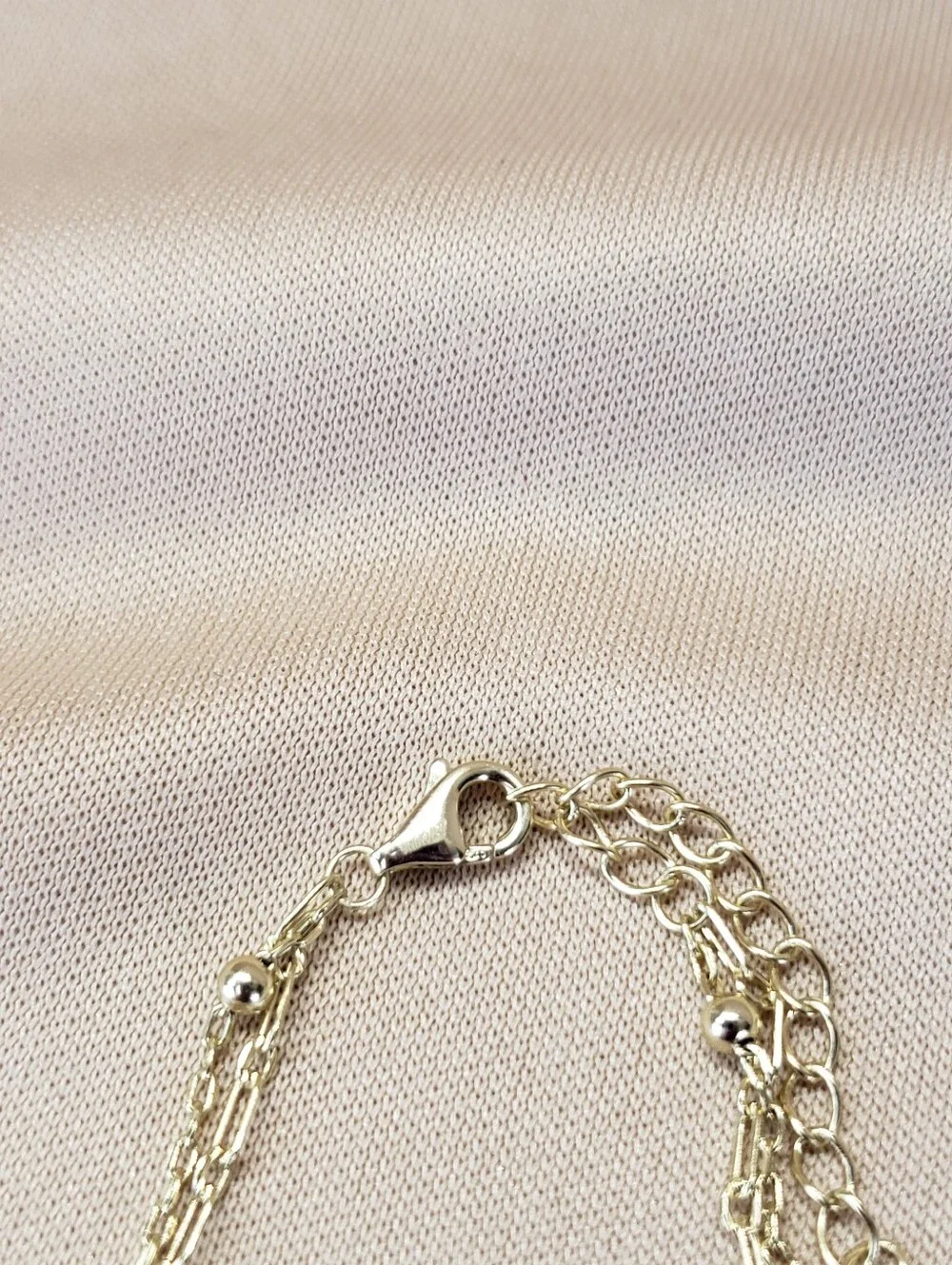 Sterling Silver Vermeil Double Strand Star with CZs and Crescent Moon Necklace